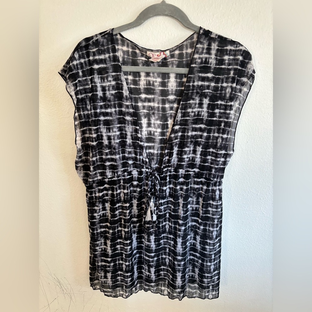 Op Black and White Tie-Dye Dress